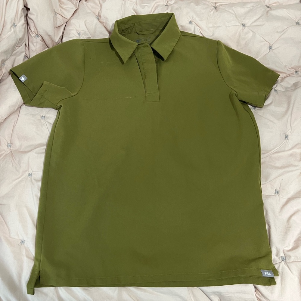 Figs Martini Olive Nala - Shortsleeve Scrub Polo Top XS